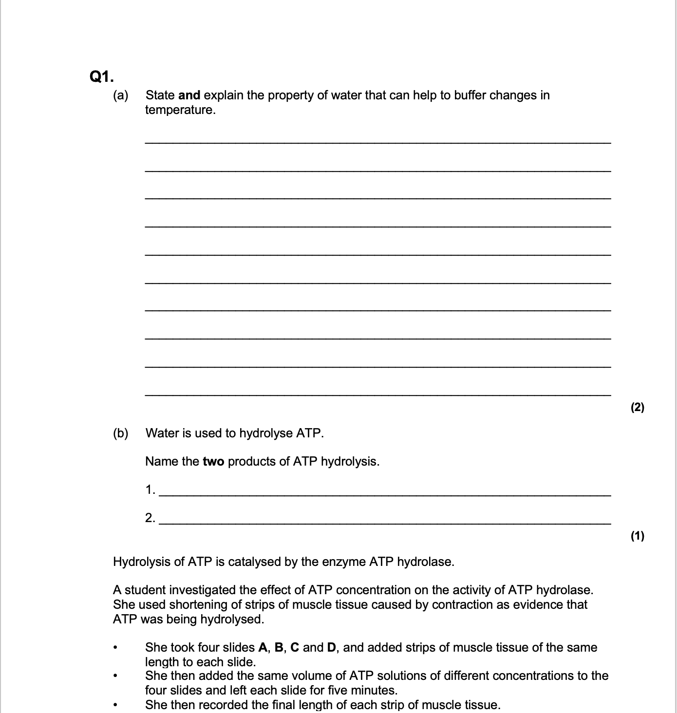 AQA A-Level Biology Question Bank