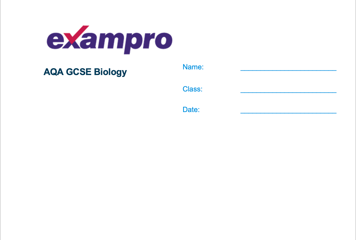 AQA GCSE Biology Question Bank