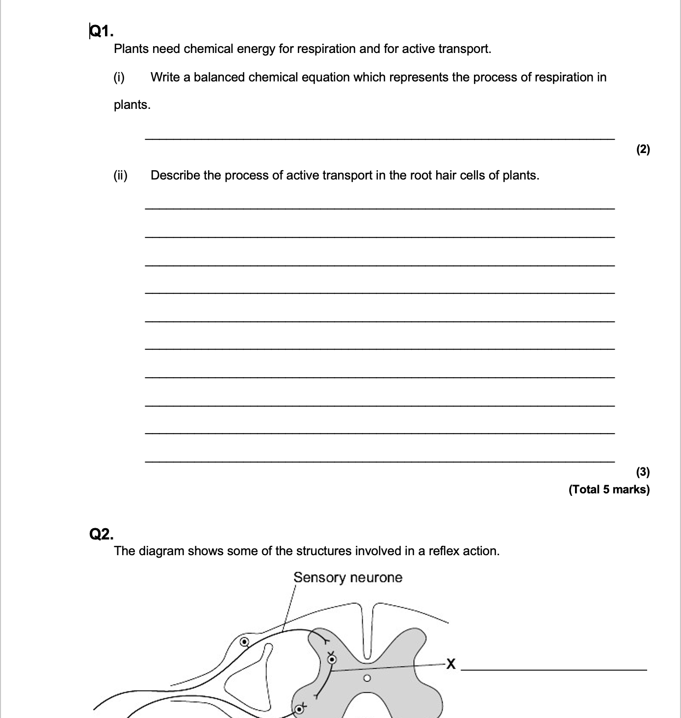AQA GCSE Biology Question Bank