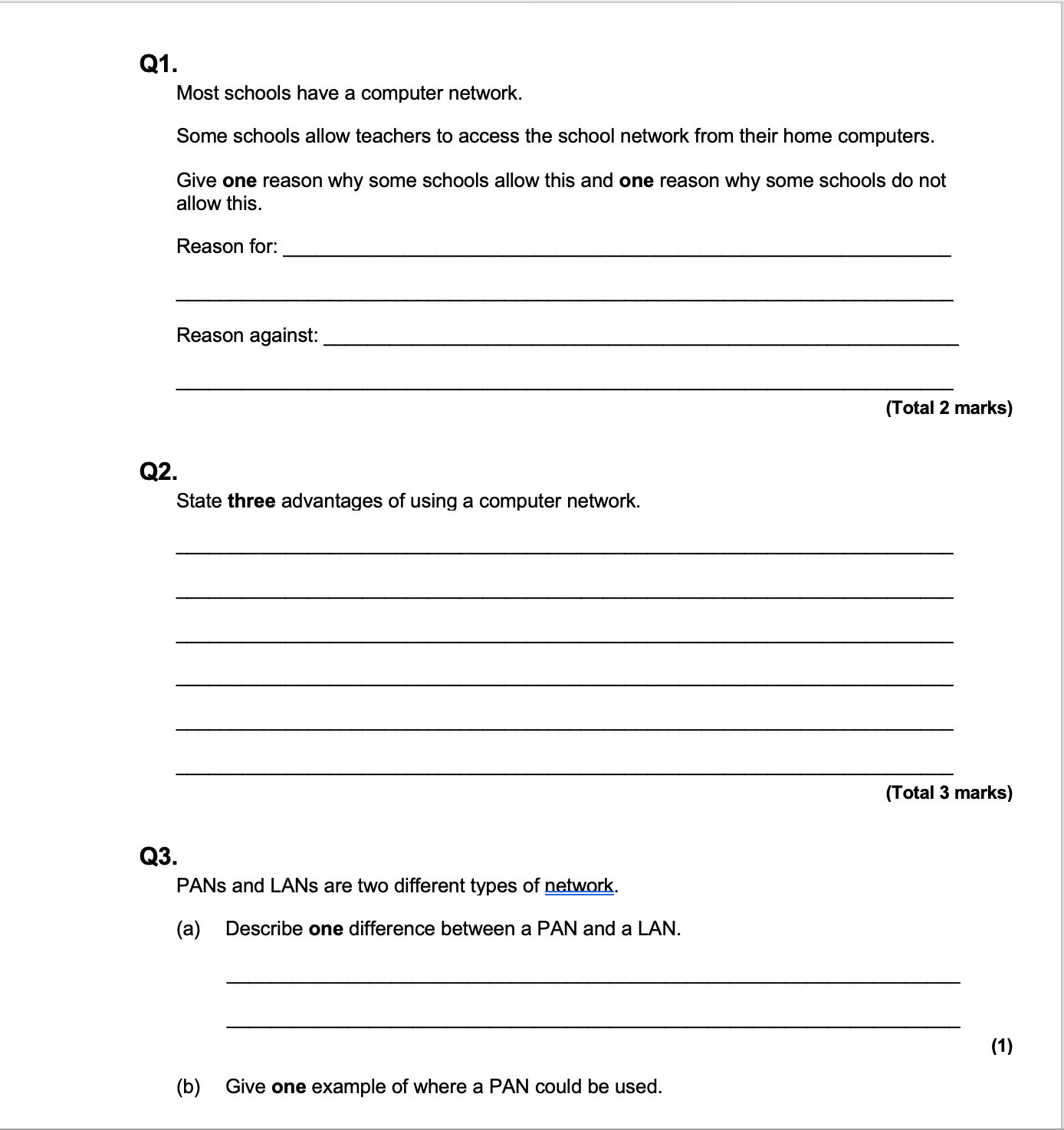 AQA GCSE Computer Science Question Bank